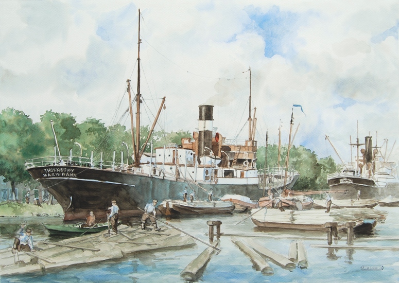 De houthaven in Zaandam omstreeks 1925