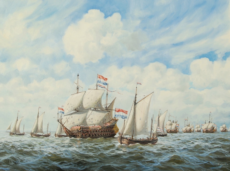 De triomfantelijke terugkeer van Michiel de Ruyter naar de Wielingen na de Vierdaagse zeeslag in 1666