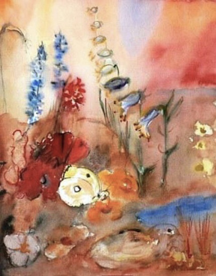 Bloemfantasie.1 gekleurde boemen