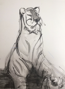 Tekeningen,houtskool,inkt 
Aquarellen
