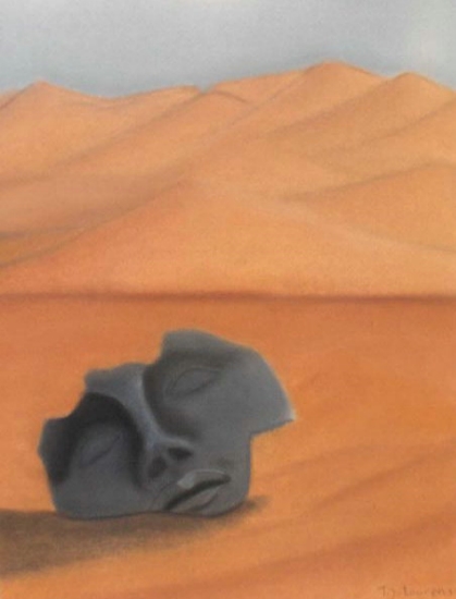 gezicht in woestijn