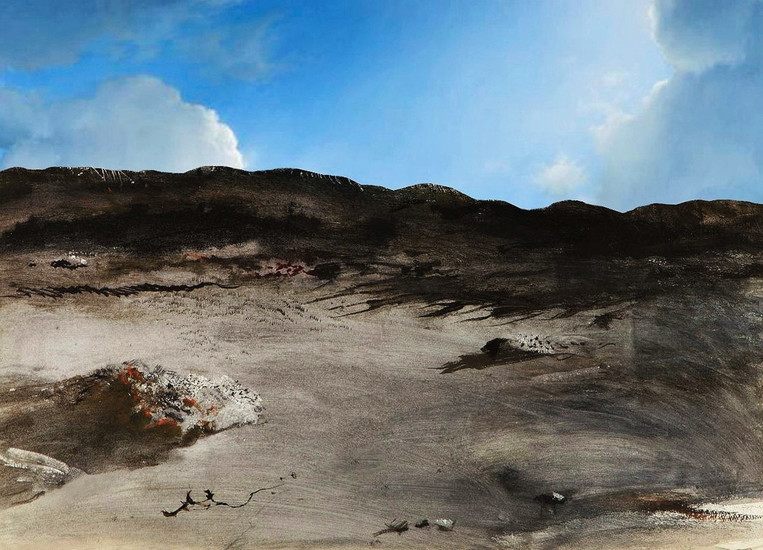 Blue landscape with sun #49