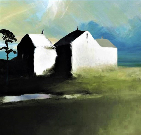 The moon light of the house on landscape #37