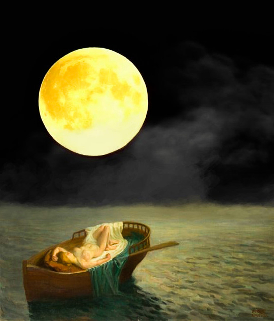 Dreaming figure in a boat #158