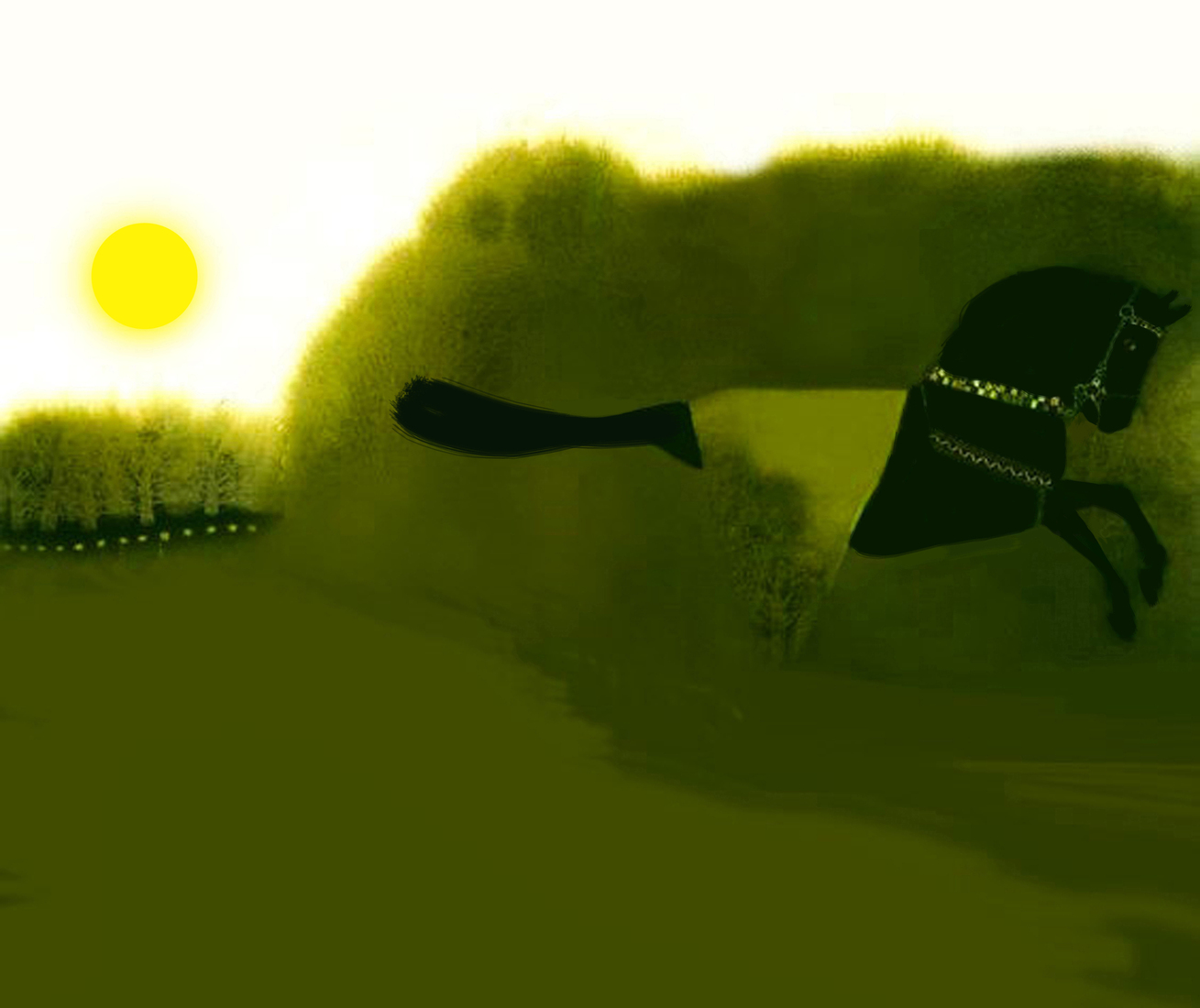 Riding horse and Sun life #160