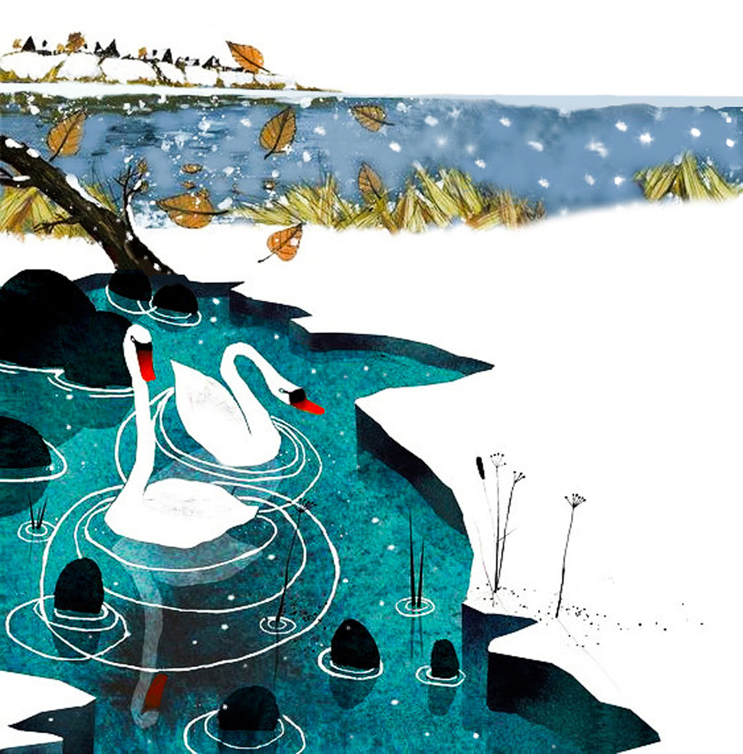 White Christmas with faithful love bird #165