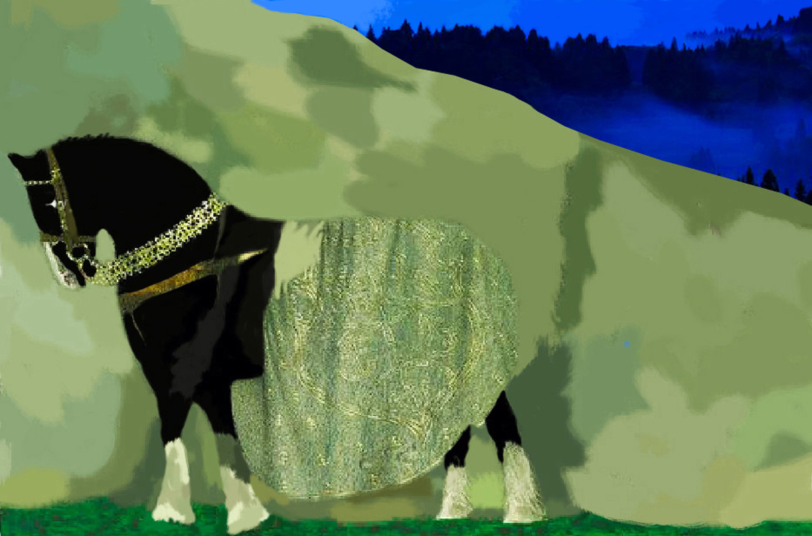 Horse in a waiting in Landscape #166