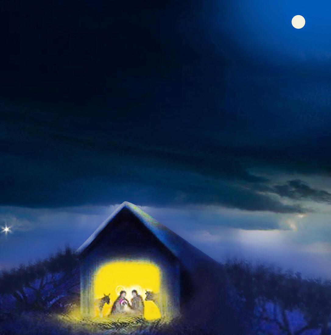 Moonlight and Night Landscape Star Bethlehem  Mary, mother of Jesus #113