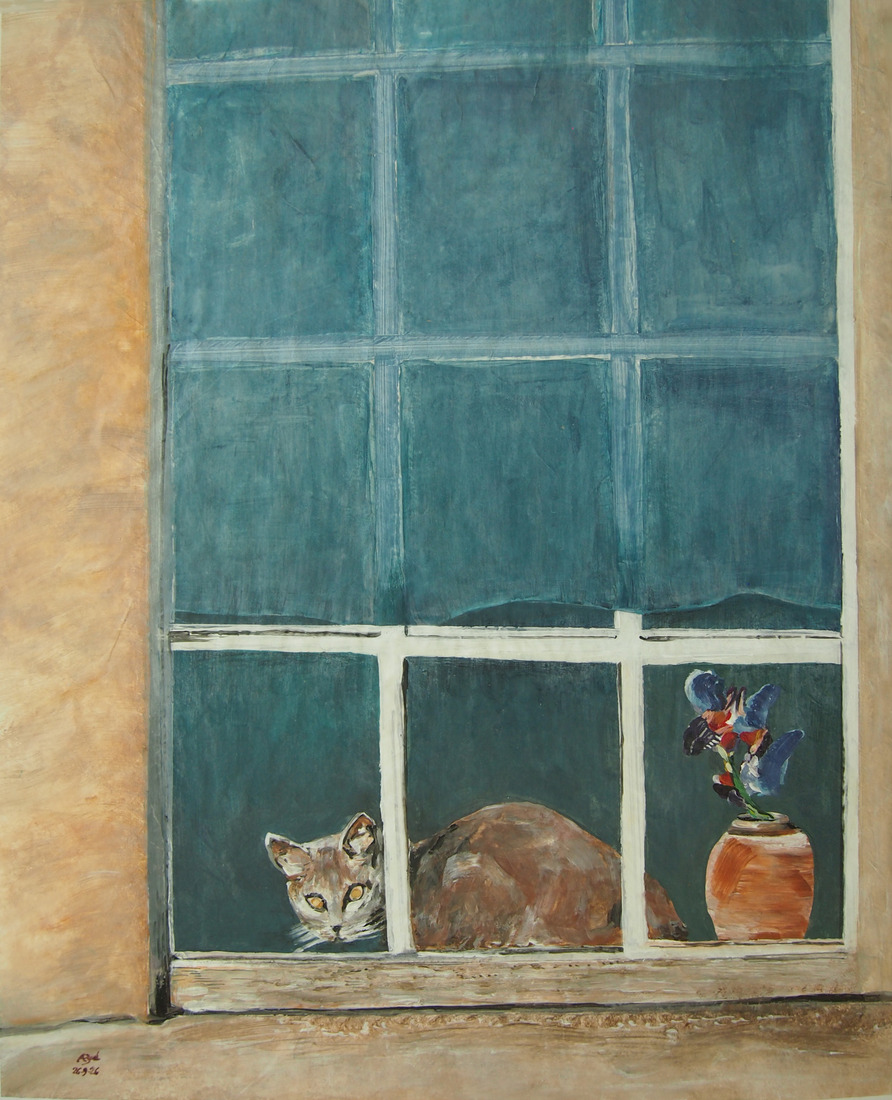 A cat looking at you through a window #156