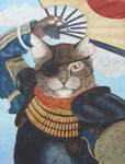Krijgslieden uit de Sengoku Jidai (Periode der Strijdende Staten) gepersonificeerd door katten.
