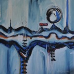 serie abstracte schilderijen over : het Water van Gouda, de grachten, de ligging aan de IJssel en de nabijheid van de Reeuwijkse Plassen,de binnenhaven etc
