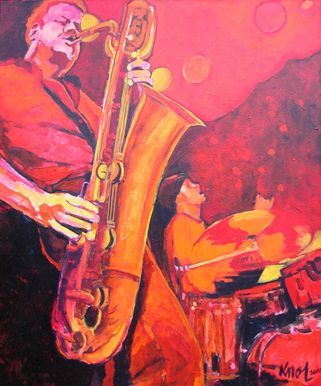 Baritonsax en drummer