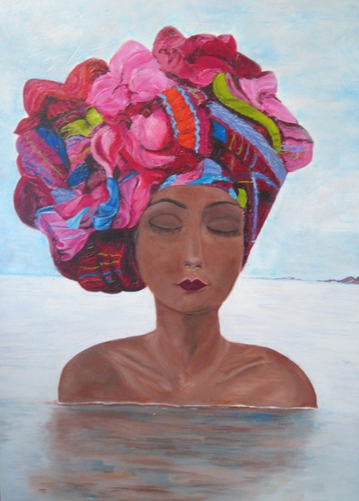 Vrouw met de roze sjaals