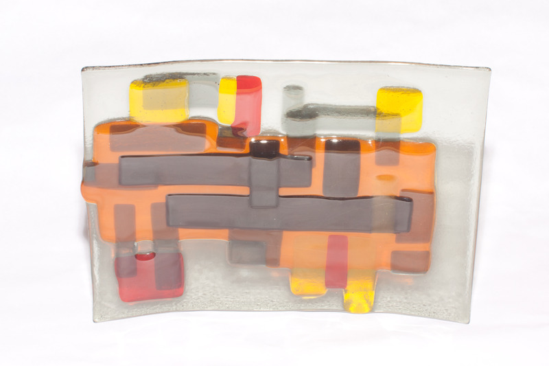 wandglas met lijnen en vlakken