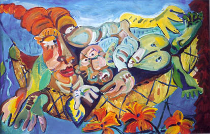 vrouw met kind in hangmat II