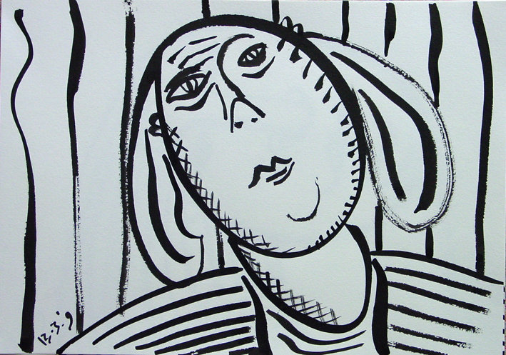 Meisje met gebogen hoofd