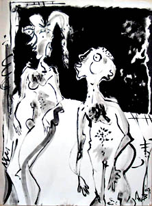 hangende handen lusteloze voeten