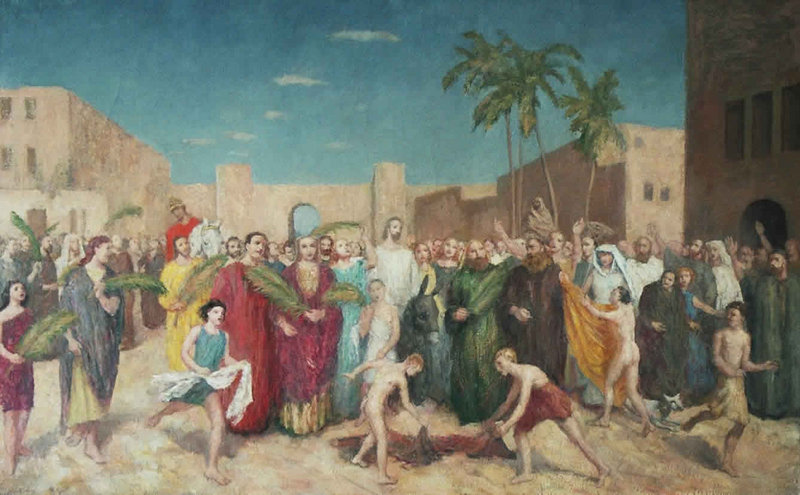 Jesus entering Jerusalem
