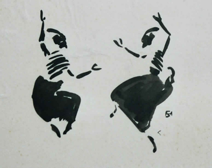 Two figures dancing