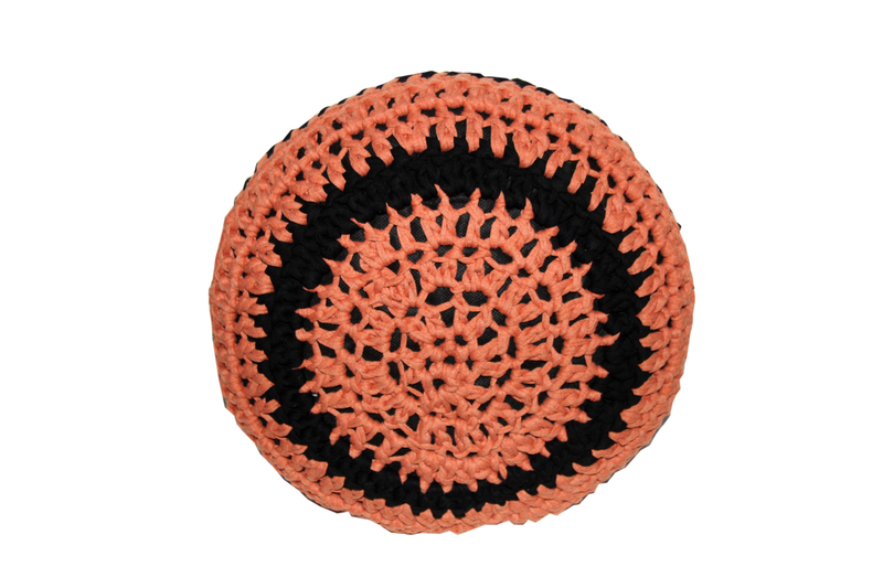 Orange/Zwarte Retro Poef