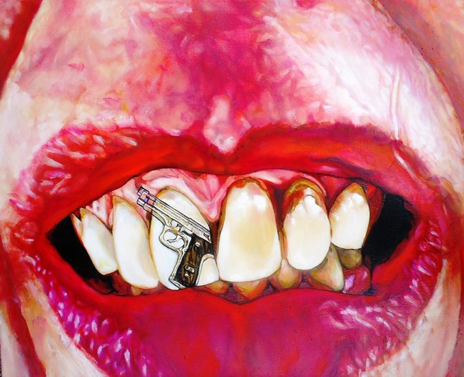 Mijn mond met een revolver