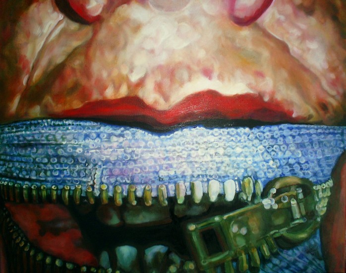 mond met ritssluiting ( unzipped)