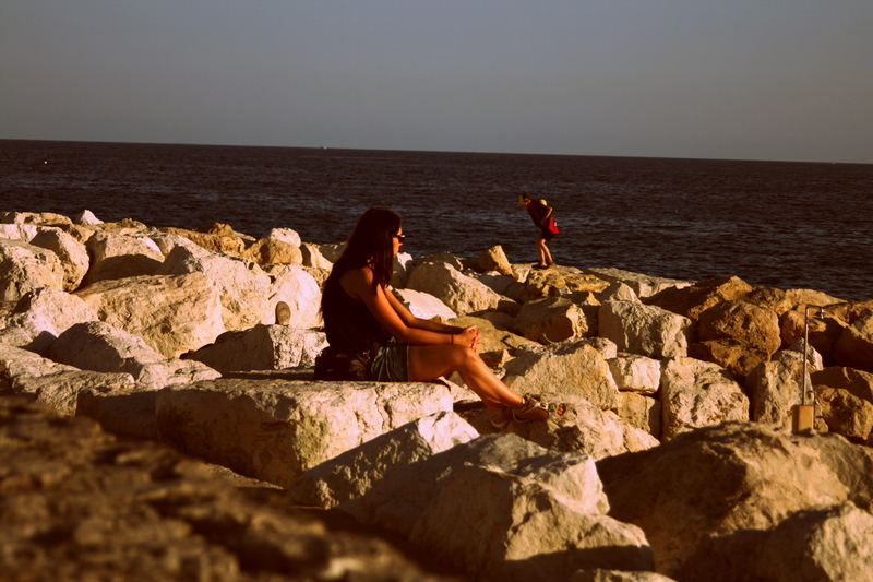 Woman on rocks