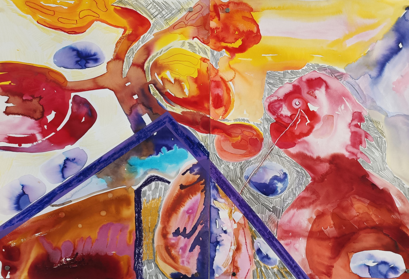 huilende rode man en paarse eieren