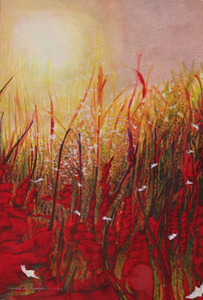 Often I start with acrylic paint and subsequently ad pencil, oil paint or other materials.