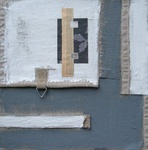 Collages op opgespannen postzakken