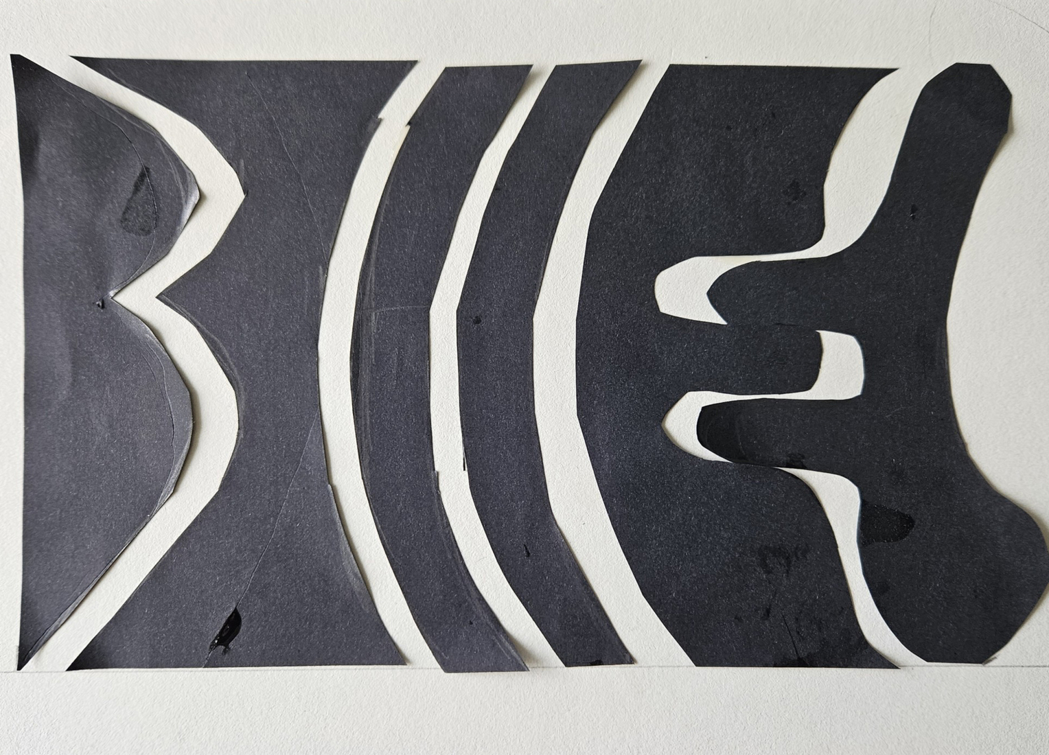 paper study black paper vertical cuts with round forms