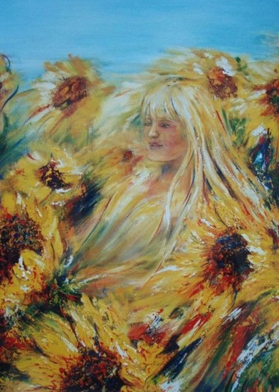 Girl in Sunflower Field
