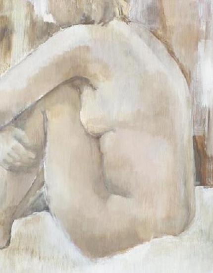 Naaktmodel zittend in kleur