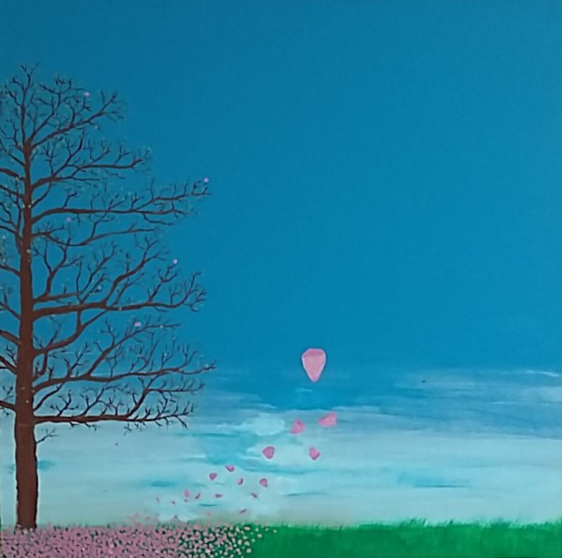 verwaaide roze bloesem 