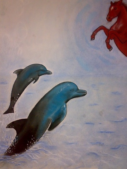 Dolfijnen en paard