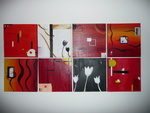 Serie abstracte schilderijen