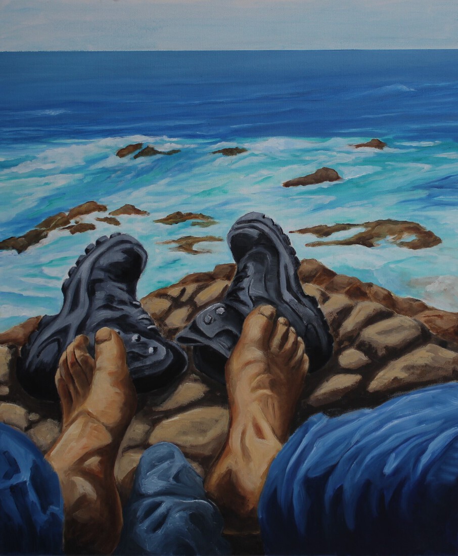 na een lange wandeling