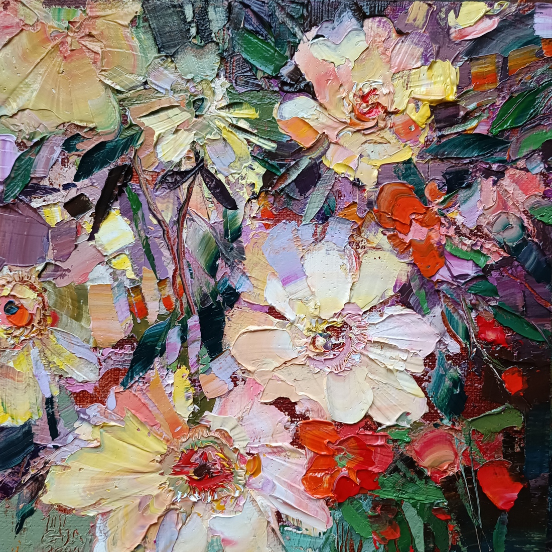 Bloemen compositie- semi abstract schilderij Nr. 04