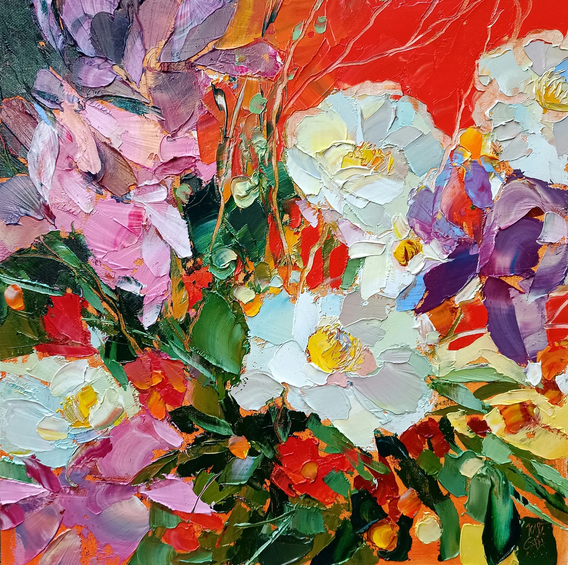 Bloemen compositie- semi abstract schilderij Nr. 13