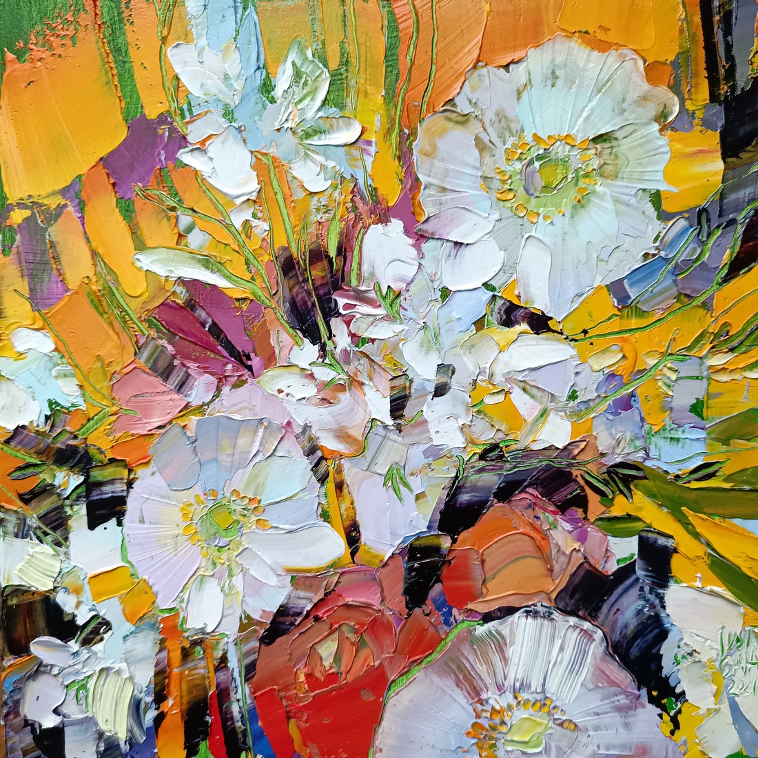 Bloemen compositie- semi abstract schilderij Nr. 18
