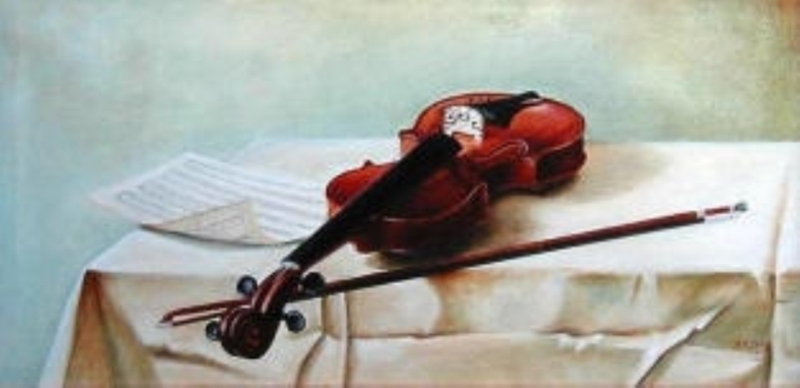 Viool op tafel