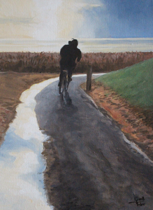 Schilderijen met water, bossen en boerenland. 