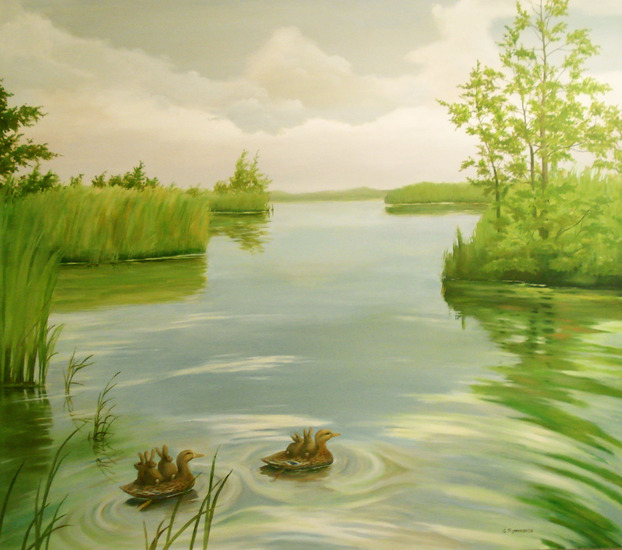 Acrylschilderij landschap water