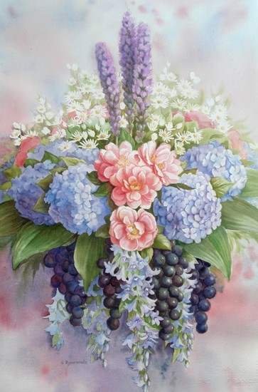 Aquarel boeket met druiven