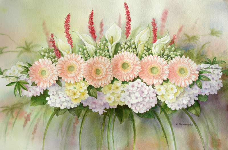 Moderne compositie met bloemen