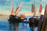 I left Amsterdam after selling boat Marlé, but painted the surroundings in '91 in another harbour in Prov. Zeeland near Zierikzee. The years of painting in a yacht harbour lasted from 1983 until 1995.