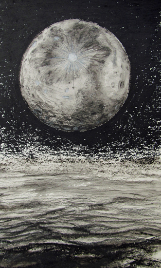 Grote Maan boven nachtelijke zee