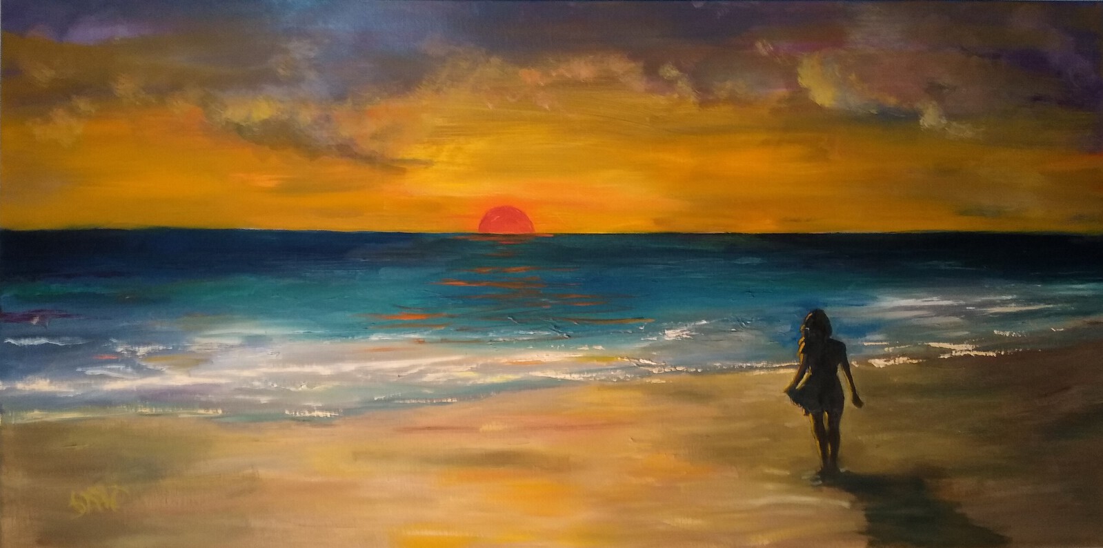 Meisje dromend op het strand 