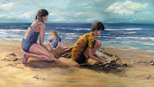 Mens zee en het strand