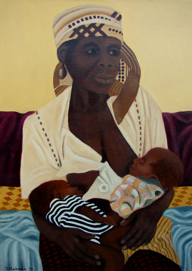 Afrikaanse moeder met tweeling uit Guiné-West (Verkocht).